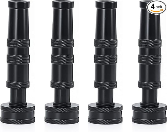 [4 Pack] RESTMO Hose Nozzle, Heavy Duty Garden Hose Sprayer for Outdoor | Solid Brass Construction, Leak-proof, Adjustable 3 Spray Patterns, Jet | Mist | Cone, Ideal for Patios & Floors & Cars, Black