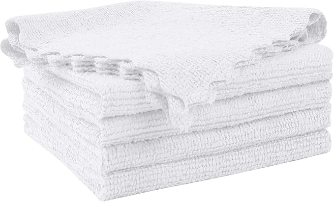 Orighty Microfiber Cleaning Cloth 5 Pack, White Cleaning Rags 12x11 inch | Microfiber Towels for Cars, Highly Absorbent Household Cleaning Supplies, Reusable Lint Free Cloths for House, Kitchen