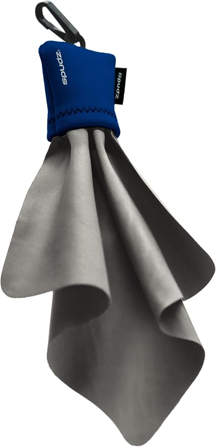 SPUDZ Classic Microfiber Lens Cleaner – Clip-On Pouch, Washable – for Binoculars, Scopes, Glasses, Screens | Classic | Navy Blue, 6 x 6 Inch (2-Pack)