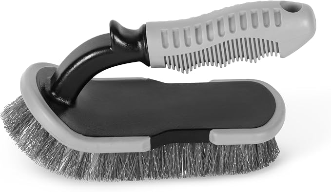 DecorRack 2 Heavy-Duty Cleaning Brushes, Ergonomic Handle, Gray