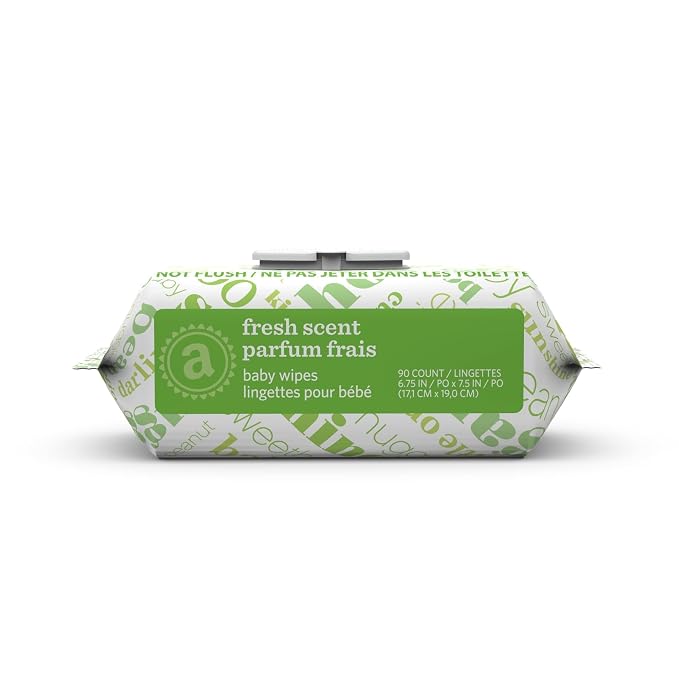 Amazon Elements Baby Wipes, Fresh Scent, Flip-Top Packs, Alcohol-Free, With Cucumber and Aloe, 270 Count, 3 Packs of 90