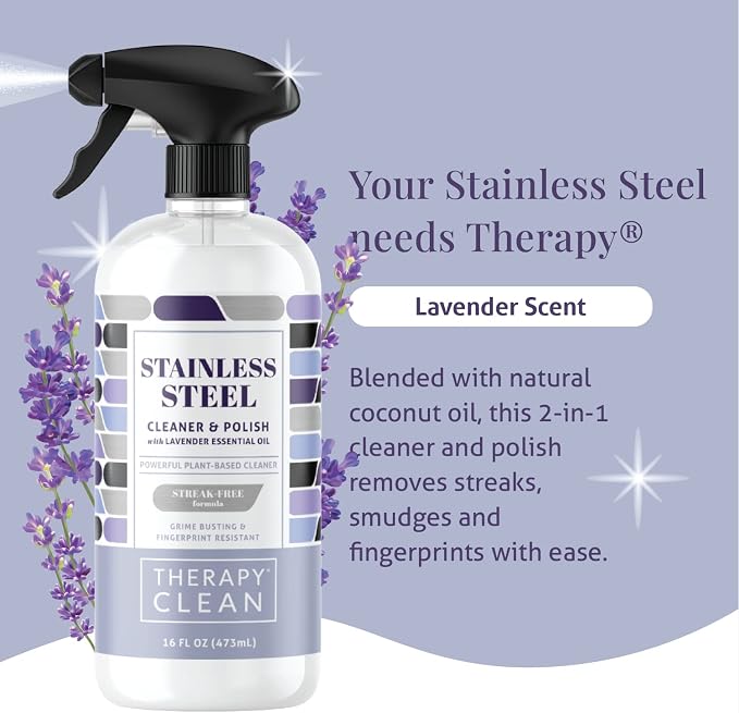 Therapy Stainless Steel Cleaner Bulk Refill, 64 oz. | Streak-Free, Removes Fingerprints, Removes Water Marks, For Appliances and Grills