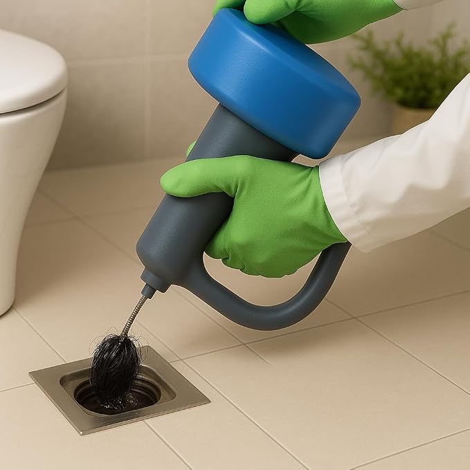 50 FT Drain Snake Hair Drain Clog Remover, Manual Or Powered, Plumbing Snake With Drill Adapte,Unclog Sink Drain Tool, Drain Auger for Toilet、Shower、Kitchen、Sink, No Auto Retract Or Feed, Blue