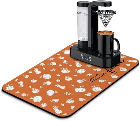 Fun Coffee Mat 23inx15in,Coffee Bar Mat for Countertops,Absorbent Hide Stain Anti-Slip Coffee Bar Accessories Fit Under Coffee Machine Mat,dish Drying Mats for Kitchen