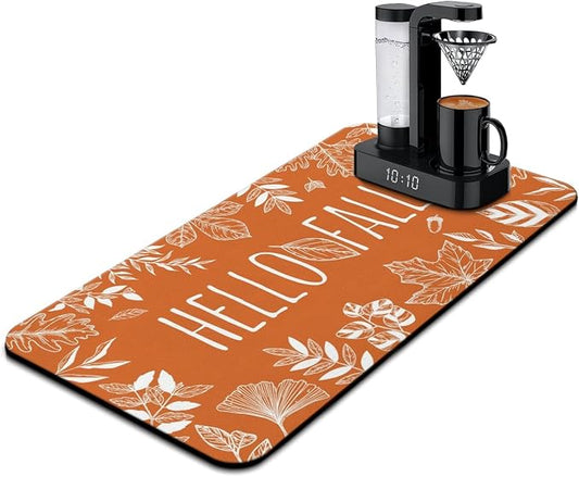 Fun Coffee Mat 31inx17in,Coffee Bar Mat for Countertops,Absorbent Hide Stain Anti-Slip Coffee Bar Accessories Fit Under Coffee Machine Mat,dish Drying Mats for Kitchen