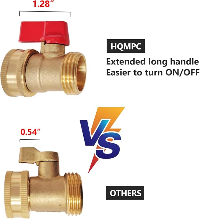 HQMPC Heavy Duty Brass Shut Off Valve Big Flow,Garden Hose Shut Off Valve For Garden Lawn Irrigatiion Garden Hose Connector Big Handle Easy Turn On Off (2PCS) +4 Extra Pressure Washers
