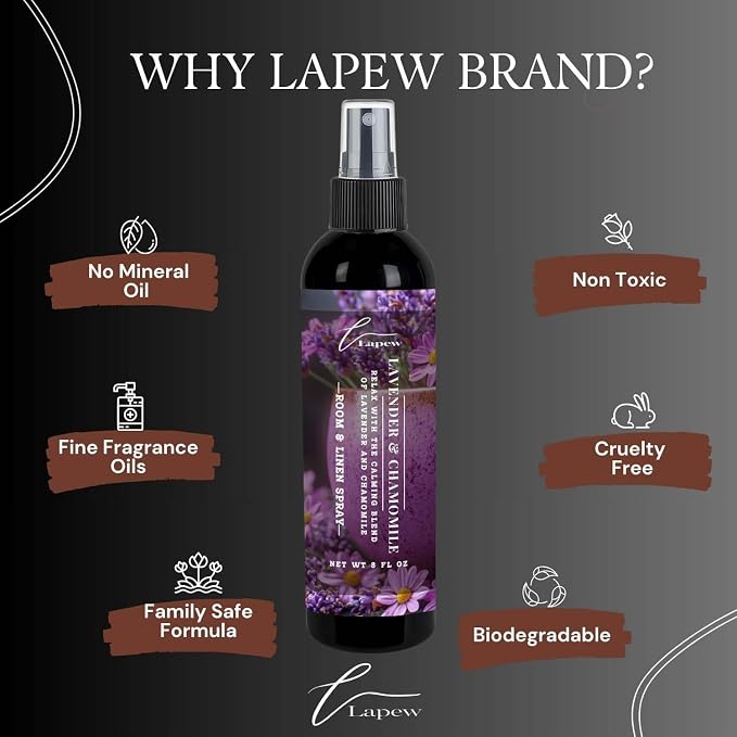 Lapew Room & Linen Spray | Fragrance Mist for Home, Car & Office | Fabric & Air Freshener | Neutralizing Mist | Made in USA | Lavender & Chamomile