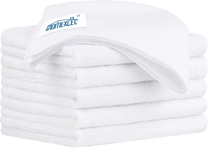HOMEXCEL White Microfiber Cleaning Cloth 6 Pack 12.5 x 12.5 inch Microfiber Towels for Cars Ultra Absorbent Car Washing Cloth Lint Free Streak Free Cleaning Rags for Car Kitchen Window