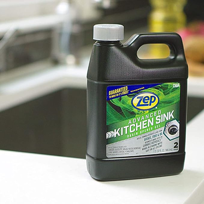 Zep Advanced Kitchen Drain Opener 32 oz (Case of 12) U49710 - Formulated for Grease, Food, and Oil-Safe for Garbage Disposal
