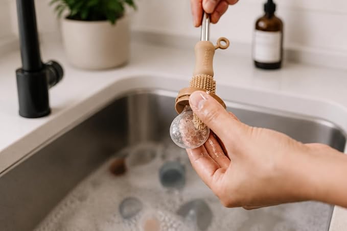 Haakaa Silicone Cleaning Brush Kit – Household Cleaning Brushes for Bottles and Crevices – Food-Grade Silicone: Dishwasher Safe (Brush-Champagne)