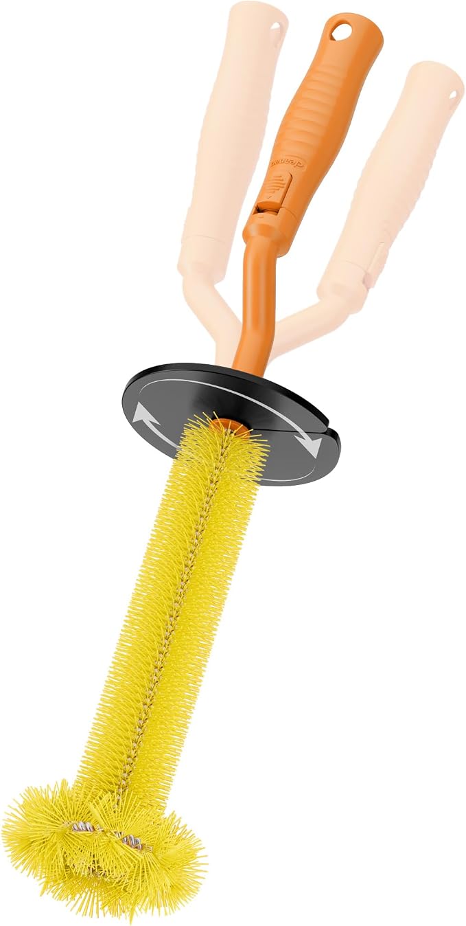 Universal Garbage Disposal Brush – 360° Rotating Head with Rubber Splash Guard, 17.7 Inches,Long-Handle Sink & Disposer Cleaner