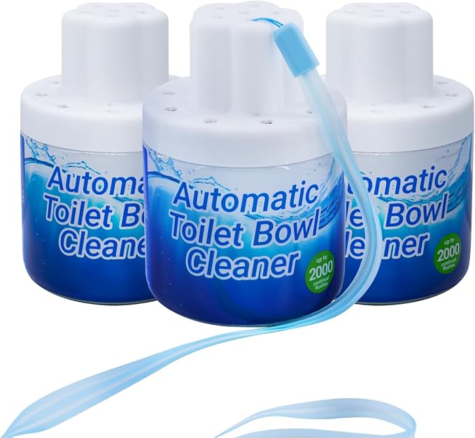 Automatic Toilet Bowl Cleaner with Unique Retrieval Rope - 3 Packs | Long Lasting Toilet Tank Cleaner, Blue Water Stain Remover and Deodorizer, Each Pack Lasts About 3 Months