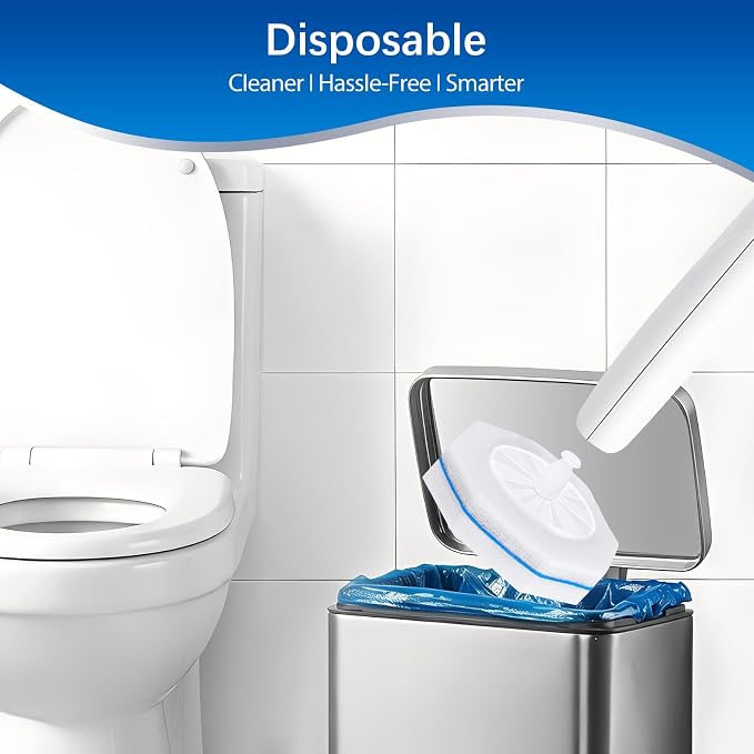 64 Count Disposable toilet brush head for Clorox Toilet Wand, Disposable Toilet Brush Heads, 5X Cleaning Power, Tear-Resistant, Fresh Scent