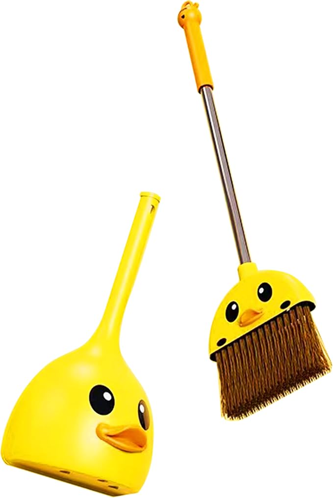 Mini Broom and Dustpan Set for Kids - Cute Yellow Duck for Girls & Boys - Toddler Broom Set for Household Cleaning and Pretend Play - Perfect for Toddlers & Preschooler …