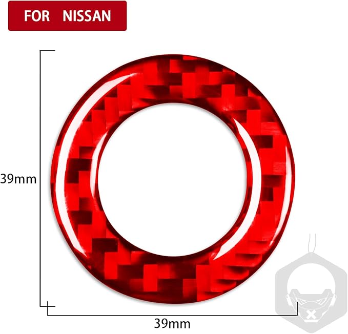 Red Real Carbon Fiber Trim for Nissan Rogue Accessories | for 2014-2020 / Rogue Sport 2017-2022 Engine Ignition Key Ring Start&Stop Sticker Interior Thick Overlay Decal