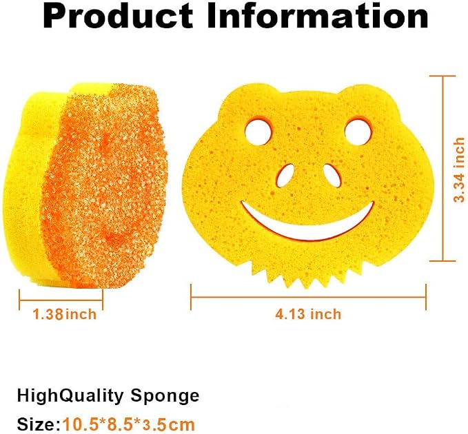 5 Pack Scrub Sponge, Dual-Sided Temperature Controlled Kitchen Sponge