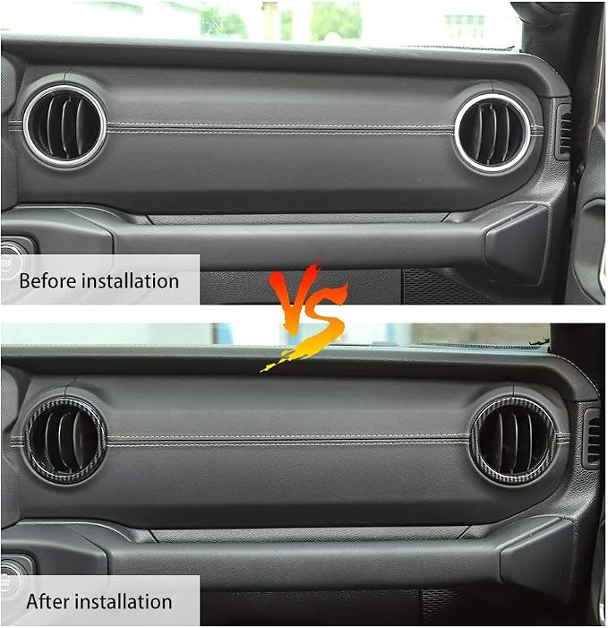 JeCar Interior Trim Kit Dashboard Air Conditioner Vent Ring Interior Accessories Compatible with Jeep Wrangler 2018-2023 JL & Gladiator JT, Carbon Fiber Texture