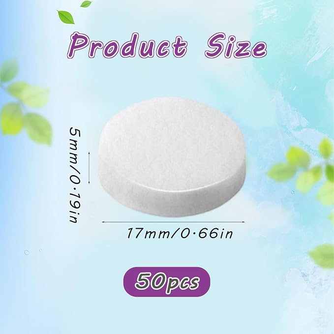 Round Essential Oil Diffuser Pad - 50 PCS Car Air Freshener Refill Felt Pads, Diffuser Refill Pads, Unscented Essential Oil Perfume Refill Pad, Mini Microfibre Air Filter Scent-Pads for Vent Clips