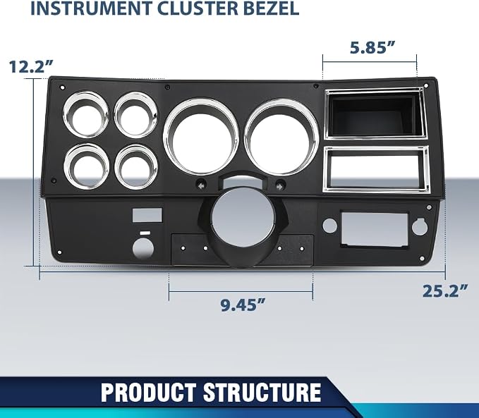 PIT66 Dash Bezel Storage Box Fit Chevy GMC Truck Blazer Suburban 1981-1983 | Dash Instrument Bezel with A/C Wiper Switch Hole Storage Box Compatible with Chevy GMC Truck Blazer Suburban 1981-1983