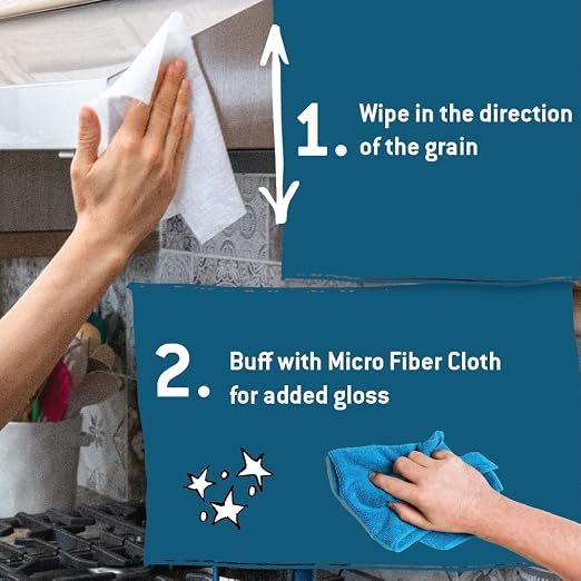 Tub O' Towels Heavy Duty Stainless Steel Cleaner Wipes 2 Pack – 40 Count Cleaning Wipes with 12 x 12 Microfiber Cloth for Appliances & Metal Surfaces