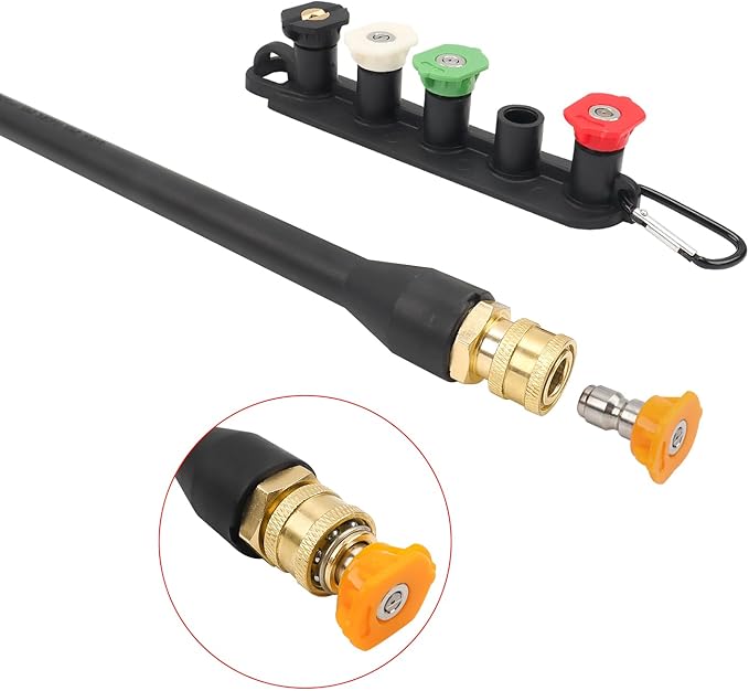 Pressure Washer Replacement Spray Wand with Turbo Nozzleand 5 Spray Tips and Belt Clip Nozzle Holder, Compatible withKar-cher K1, K2, K3, K4, K5, K6, K7 Power Washers