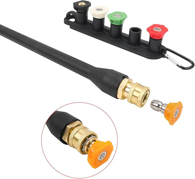 Pressure Washer Replacement Spray Wand with Turbo Nozzleand 5 Spray Tips and Belt Clip Nozzle Holder, Compatible with Bosch, AR Blue Clean, Stanley Pressure Washers