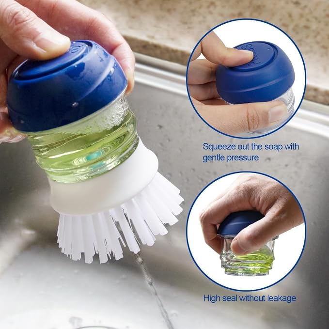 CELOX Dish Brush with Soap Dispenser, Palm Brush for Cleaning Kitchen