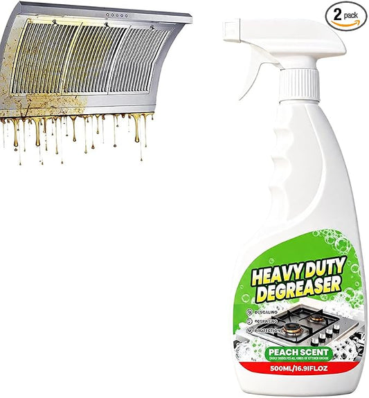Heavy Duty Kitchen Degreaser Spray,17oz Multipurpose Degreaser (2) | 2026 New All Purpose Grease Cleaner for Stove, Oven, Range Hood, Microwave