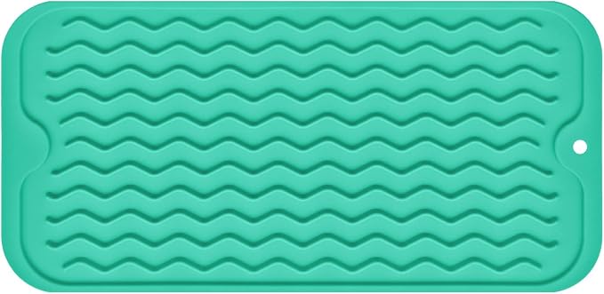 Silicone Dish Drying Mat for Multiple Usage, Easy clean, Eco-friendly, Heat-resistant Dish Drainer Mat for Kitchen Counter,Sink,Refrigerator or Drawer liner (12" x 6", Green)