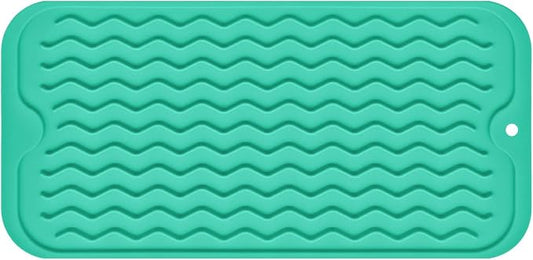 Silicone Dish Drying Mat for Multiple Usage, Easy clean, Eco-friendly, Heat-resistant Dish Drainer Mat for Kitchen Counter,Sink,Refrigerator or Drawer liner (12" x 6", Green)