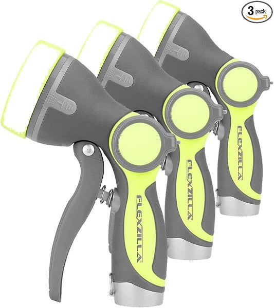 Flexzilla Garden Hose Nozzle - Heavy Duty Pistol Grip, NFZG61, ZillaGreen™ (Pack of 3)