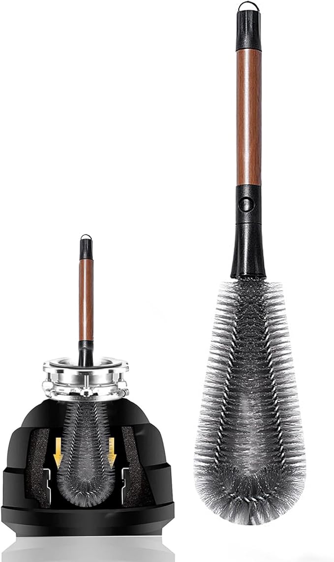 2-in-1 Garbage Disposal Brush with Gap Cleaner, 14" Extra Long Handle Cleaning Brush for Removing Residue, Odor, Build-Up, Universal Kitchen Sink Drain Cleaner (Walnut Color)