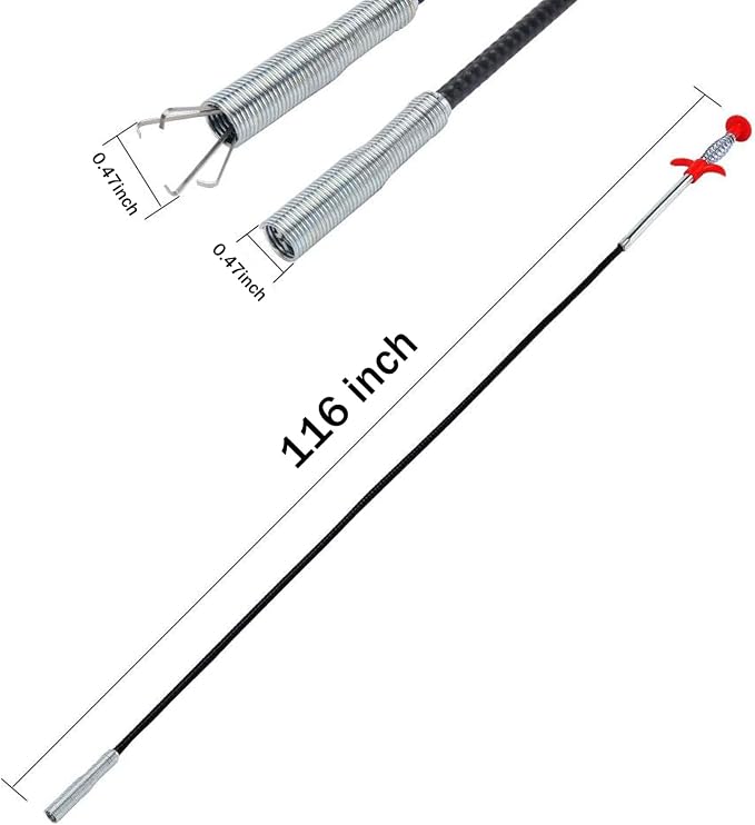 Drain Snake，116" Flexible Grabber Claw Tool Reacher Drain Snake Hair Drain Clog Remover for Toilet Sewer Shower Kitchen Bathroom Tub Clogged Drains Opener Cleaning Tool