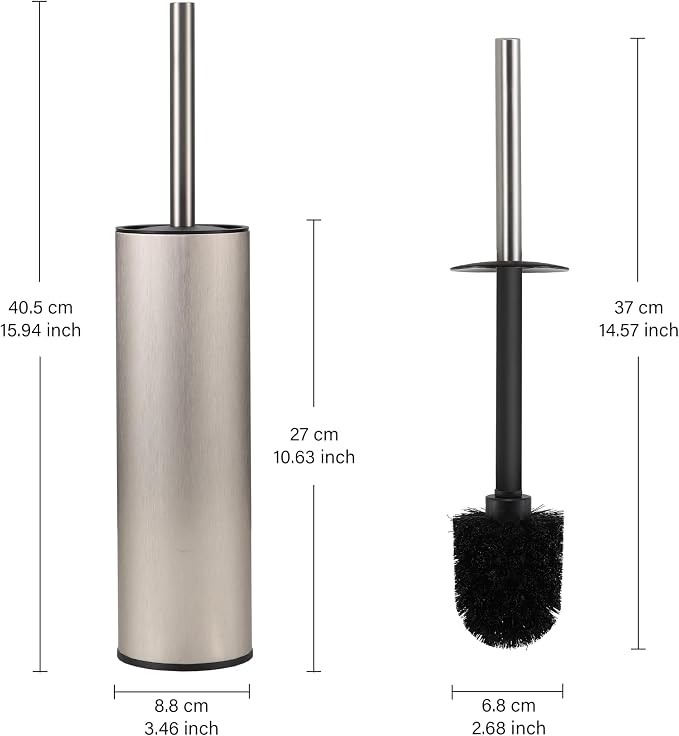 Toilet Brush and Holder Set Premium Material Toilet Bowl Cleaner Free Standing Toilet Bowl Brush and Holder 1pack Brushed Nickel