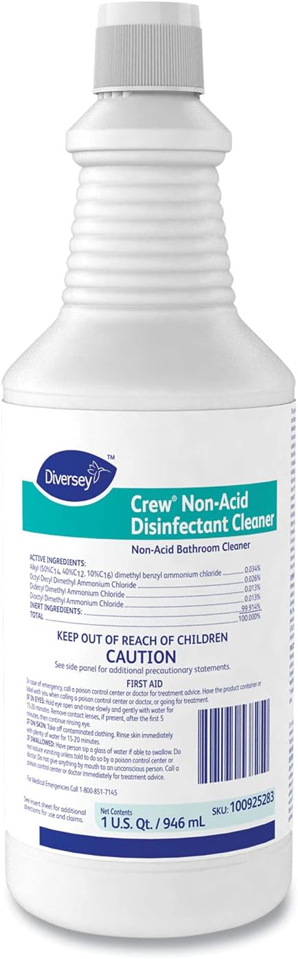 Diversey Crew Neutral Non-Acid Bowl & Bathroom Disinfectant, 32 oz Squeeze Bottle, 12/CT