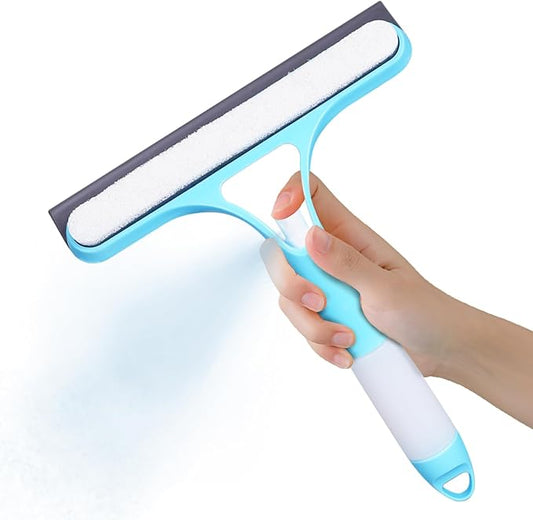 3 in 1 Window Cleaning Scraper, Window Squeegee with Sprayer, Window Cleaning Scraper for Windows, Walls, Car Windshields, Bathrooms, Kitchens, All-Purpose Window Cleaner Tool (Blue)