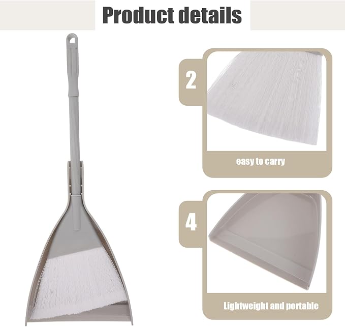 Small Broom with Dustpan Set for Bedrooms and Corner Spaces, Mini Handheld Brush with Ergonomic Grip and Sturdy Plastic Nylon Material, Reliable Small Sweeping Brush Dustpan,