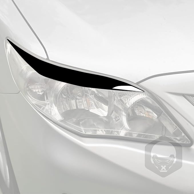 Glossy Bright Piano Black Car Headlight Eyebrow Headlamp Eyelid Decorative Strip Cover Sticker Exterior Trim Compatible with Toyota Corolla 2009 2010 2011 2012 2013 Auto Trim Accessories