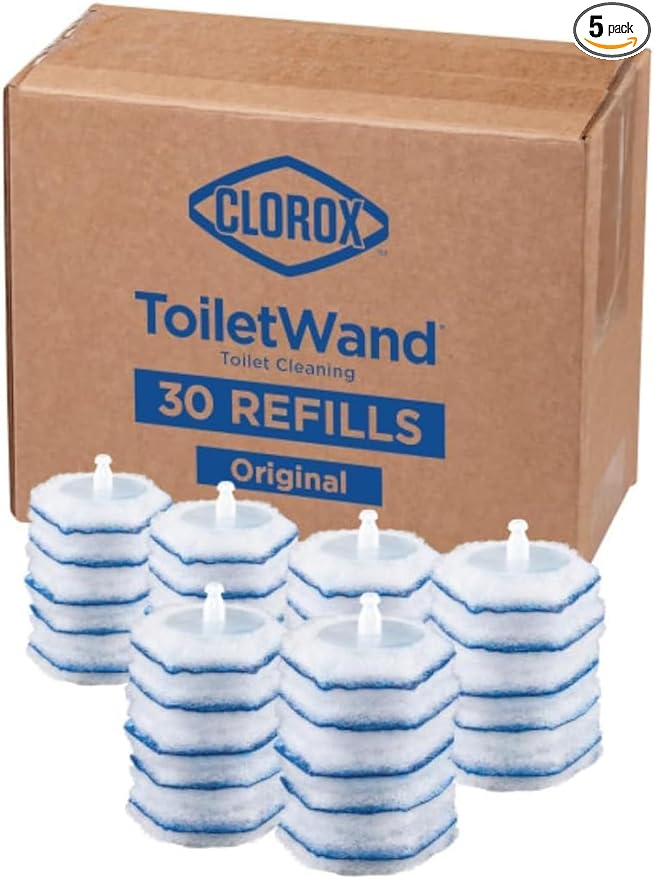 CLOROX ToiletWand Disinfecting Refills, Disposable Wand Heads (Package May Vary), 30 Count (Pack of 5)