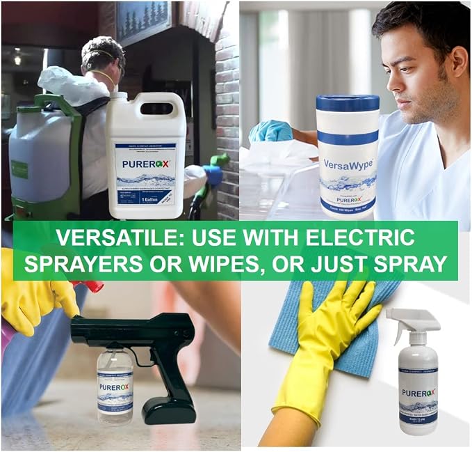PUREROX disinfectant (1 gallon) Eliminate 99.9999% viruses, Norovirus, HIV, MRSA and fungi. PUREROX Hypochlorous technology. Hospital Grade. Use Anywhere. No residue.No Rinse. Suitable All Surfaces