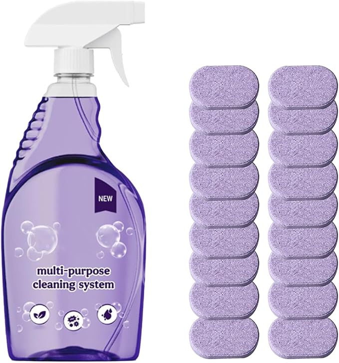 Oven Cleaner Spray with 18 Concentrated Tablets - Powerful Degreaser for Stovetop, Grill, Kitchen Grease, Bathroom, Multi-Surface Cleaning, Safe & No Harsh Fumes (Upgraded Formula)