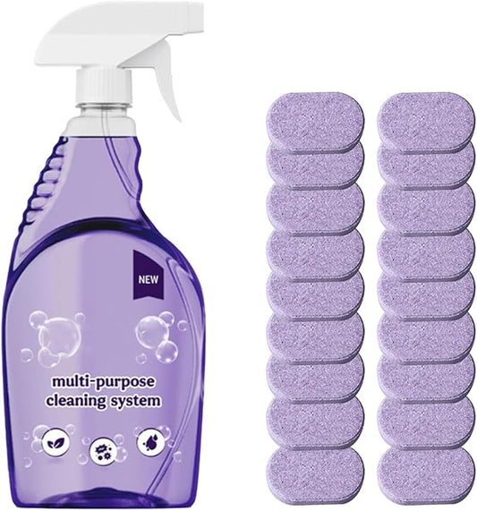 Oven Cleaner Spray with 18 Concentrated Tablets - Powerful Degreaser for Stovetop, Grill, Kitchen Grease, Bathroom, Multi-Surface Cleaning, Safe & No Harsh Fumes (Upgraded Formula)