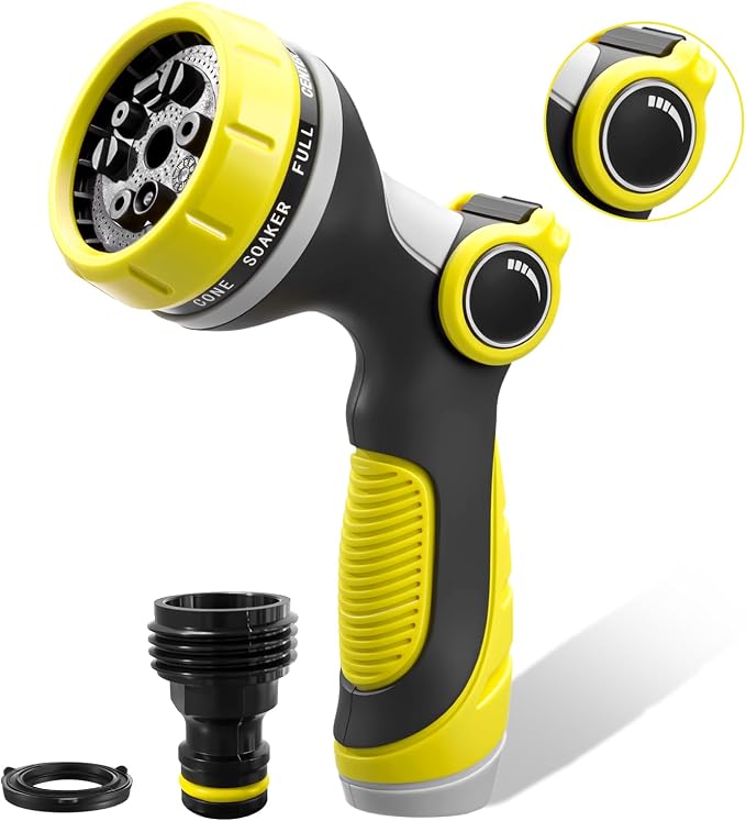 Garden Hose Nozzles,Hose Spray Nozzle with Adjustable 10 Watering Patterns | Slip Resistant High Pressure Thumb Control Water Hose Nozzle Sprayer for Plants & Lawns Watering Car Washing and Pet Bathing