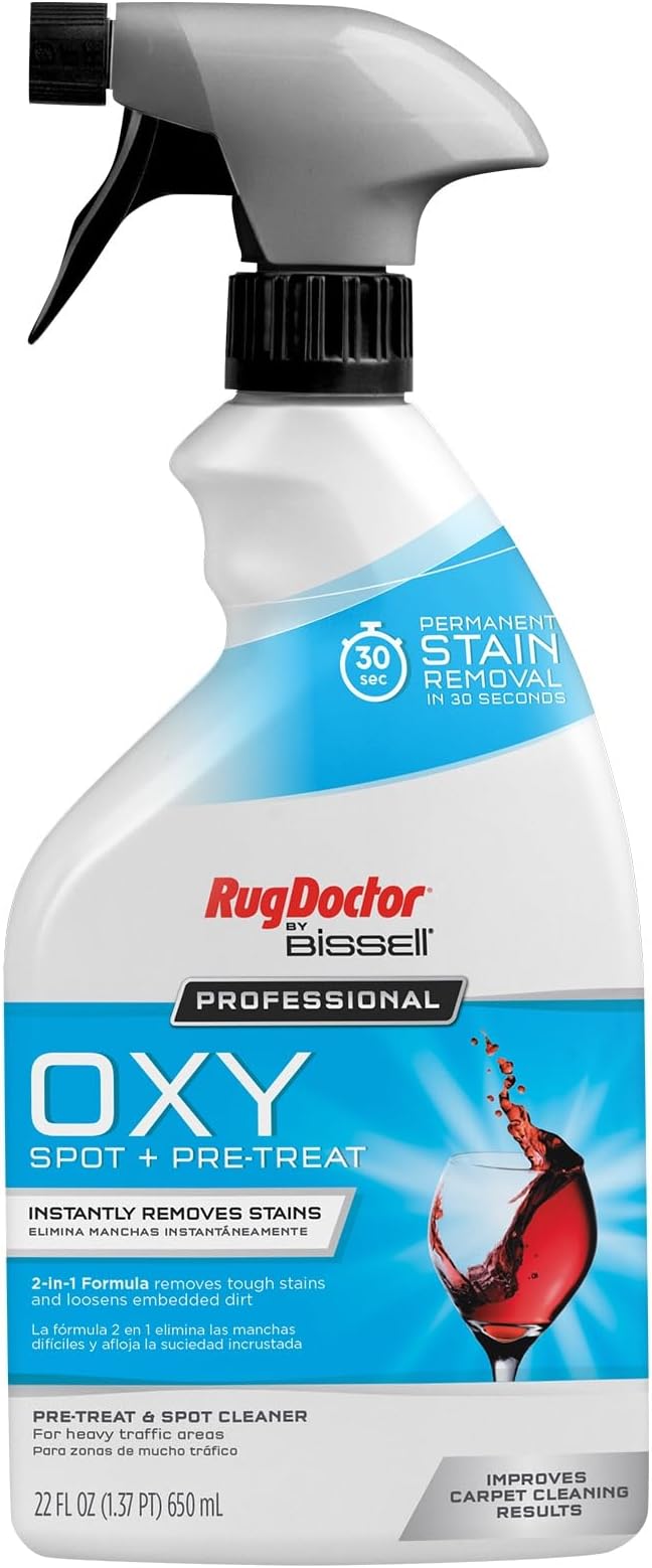 Rug Doctor by BISSELL Oxy Spot & Pre-Treat Spray 22oz. | Professional Oxy Formula Permanently Removes Stains in 30 Seconds, Carpet Spot Cleaner Spray, Ready-To-Use Spray Bottle