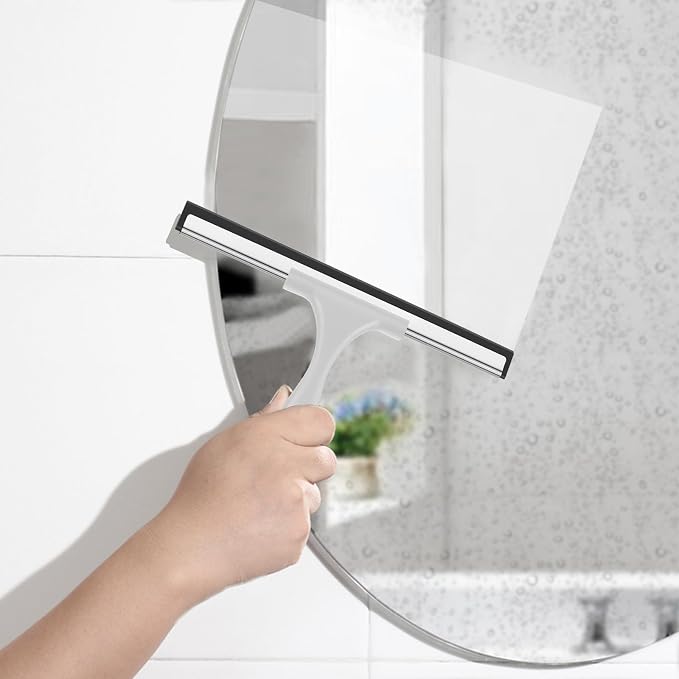 SetSail Squeegee for Shower Glass Door, 10 Inches, Grey | Stainless Steel Squeegee for Shower Glass Door, All-Purpose Window Squeegee for Shower Mirror Bathroom Car Window Cleaning