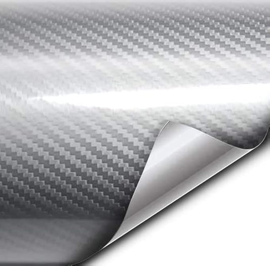 VVIVID Epoxy High Gloss Carbon Vinyl Automotive Wrap Film DIY Easy to Install No Mess (2ft x 5ft, Silver)