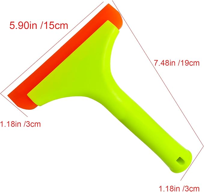 2pcs Silicone Squeegee for Shower Glass Door, Window Cleaning, Auto Water Blade, Water Wiper, Shower Squeegee, 5.9'' Blade and 7.5'' Long Handle for Car Windshield, Window, Mirror, Glass Door.
