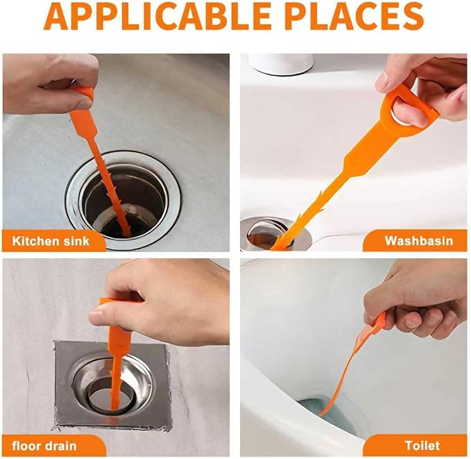 Drain Snake Clog Remover - 6Pack 20 Inch Flexible Hair Removal Tool for Sink Shower Tub Toilet, Cleaner with Grip Handle Easy Use Kitchen and Bathroom Opener- AsonTao