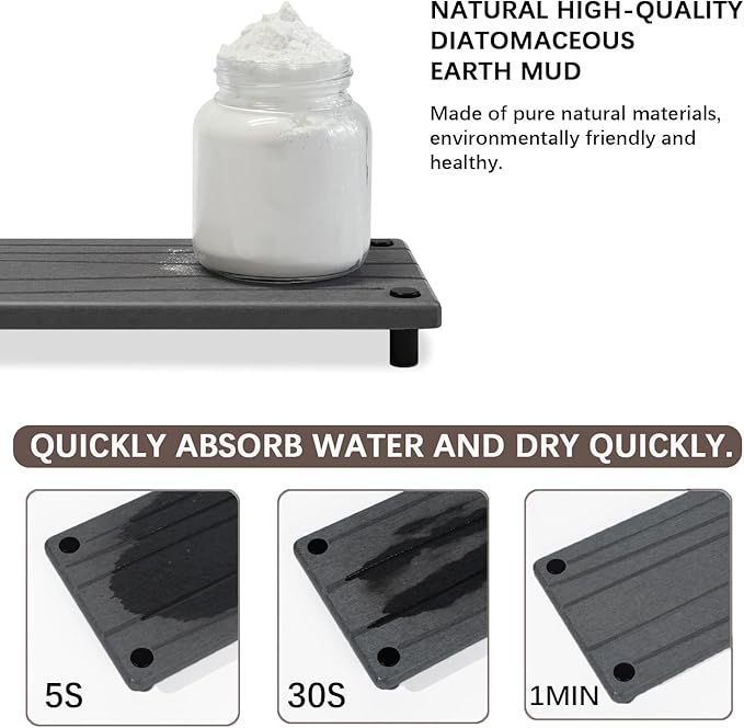 Quick Dry Sink Caddy Kitchen Sink Organizer, Water Absorbing Stone Tray for Sink, Stone Drying Tray, Diatomite Faucet Mat & Protector, Dispenser Sponge Holder, Stone Soap Tray for Bathroom Counter