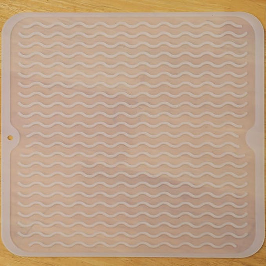 MicoYang Silicone Dish Drying Mat for Multiple Usage,Easy clean,Eco-friendly,Heat-resistant Silicone Mat for Kitchen Counter or Sink,Refrigerator or Drawer liner Translucent M 12 inches x 12 inches